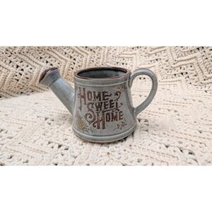 Vintage Home Sweet Home Ceramic Watering Can Planter Made in Japan Speckled Grey